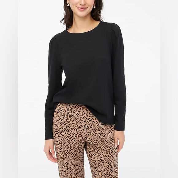 J.Crew Puff-sleeve button-back top - Picture 1 of 5